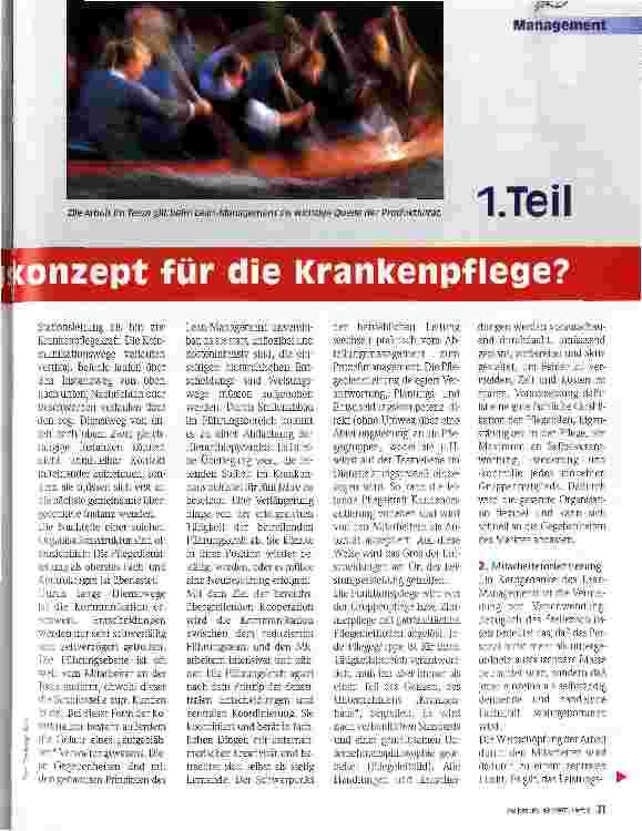 Vorschauseite 2: Lean-Management - ein Führungskonzept für die Krankenpflege? 1. Teil