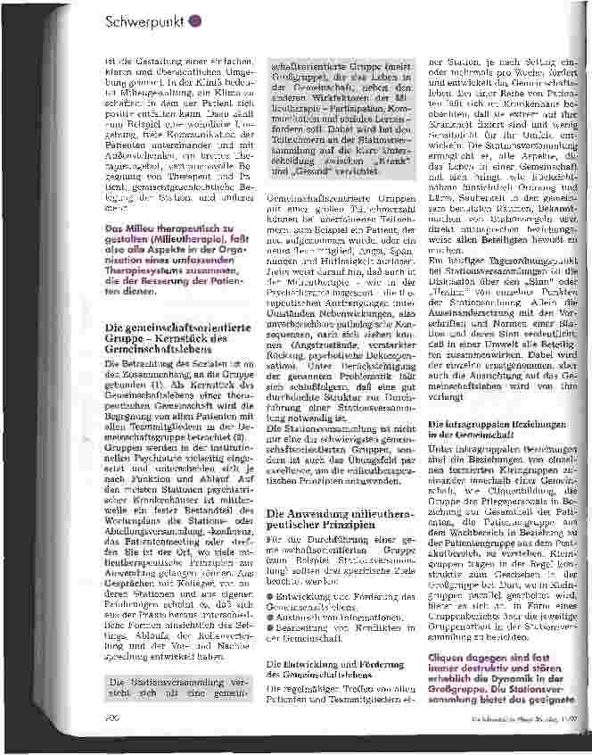 Vorschauseite 2: Psychiatrische Pflege und Psychotherapie Stationsversammlung unter milieu-therapeutischen Gesichtspunkten
