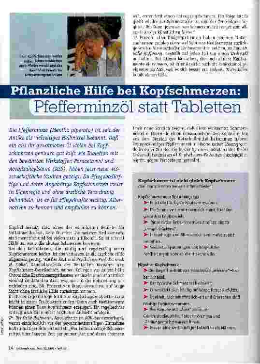 Vorschauseite 1: Pflanzliche Hilfe bei Kopfschmerzen: Pfefferminzöl statt Tabletten