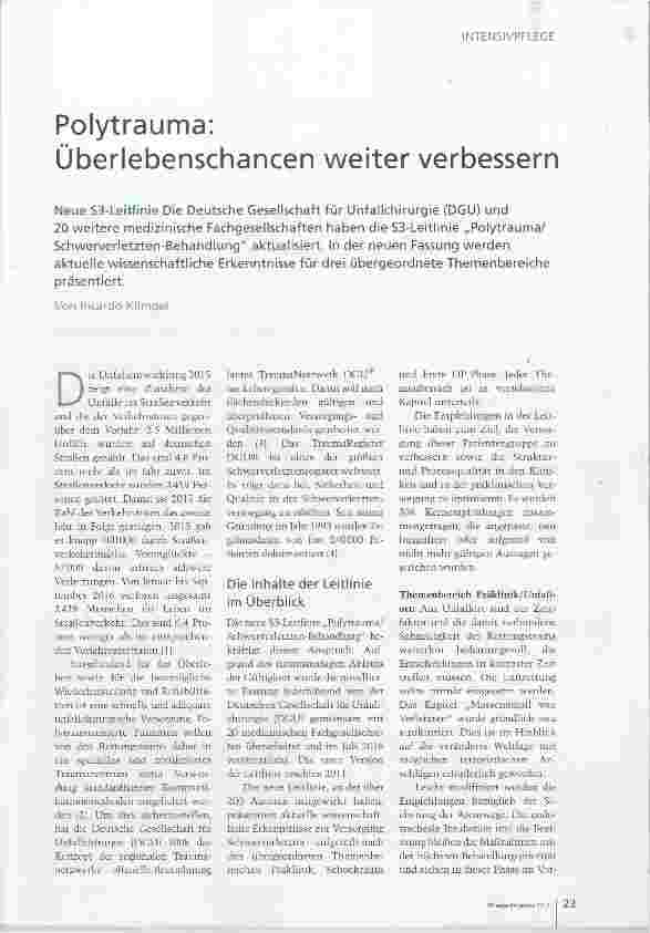 Vorschauseite 2: Polytrauma: Überlebenschancen weiter verbessern