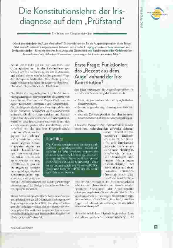 Vorschauseite 1: Die Konstitutionslehre der Irisdiagnose auf dem „Prüfstand“
