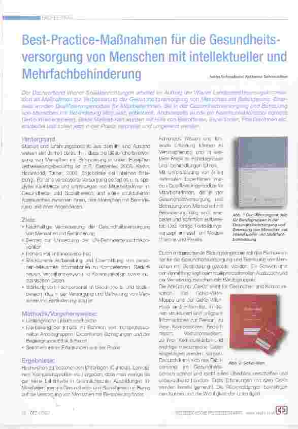Vorschauseite 1: Best-Practice-Maßnahmen für die Gesundheitsversorgung von Menschen mit intellektueller und Mehrfachbehinderung
