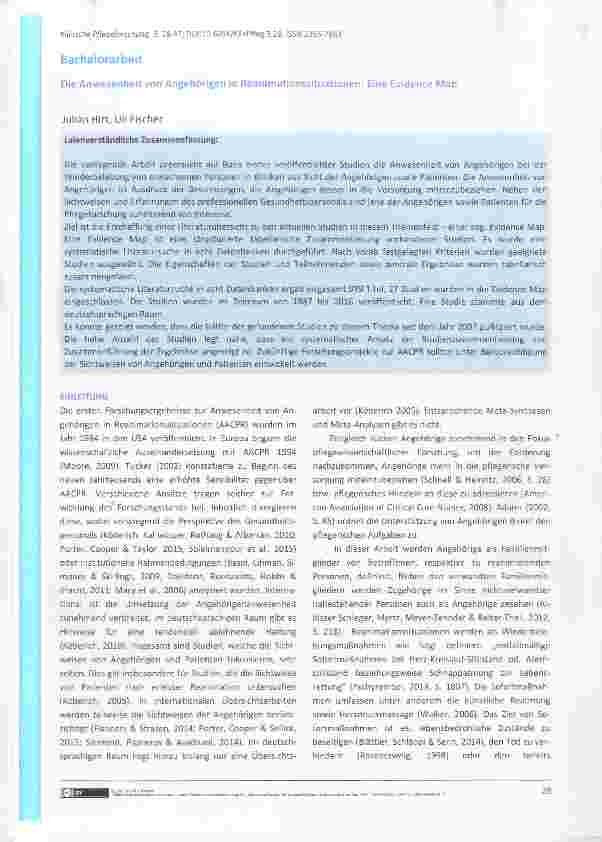 Vorschauseite 1: Die Anwesenheit von Angehörigen in Reanimationssituationen: Eine Evidence Map