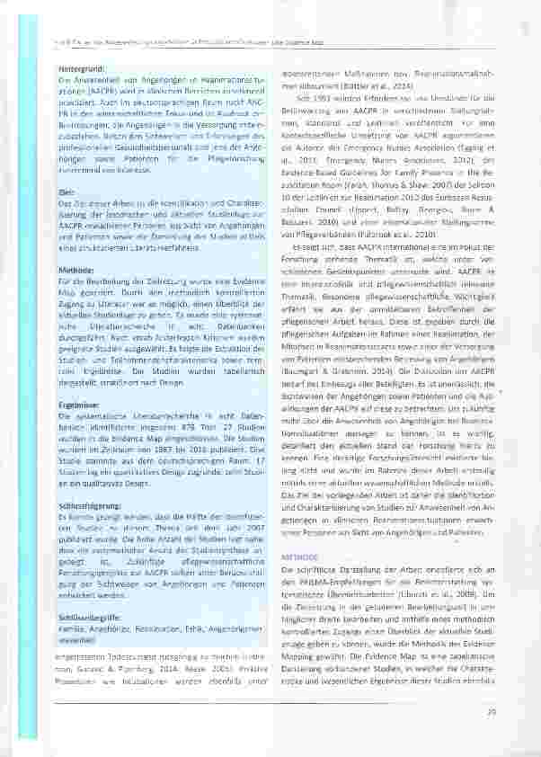 Vorschauseite 2: Die Anwesenheit von Angehörigen in Reanimationssituationen: Eine Evidence Map