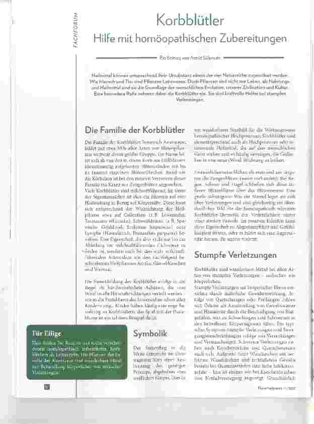 Vorschauseite 1: Korbblütler Hilfe mit homöopathischen Zubereitungen