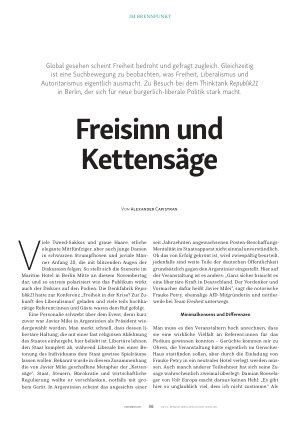 Vorschauseite 1: Freisinn und Kettensäge