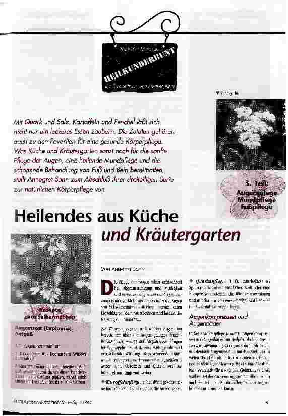 Vorschauseite 1: Heilendes aus Küche und Kräutergarten 3. Teil: Augenpflege, Mundpflege, Fußpflege