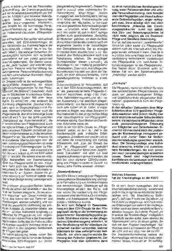 Vorschauseite 4: Elektronische Datenverarbeitung in der Krankenpflege 14. Folge Schluß Arbeitshilfen für das Pflegepersonal oder Zuarbeitung