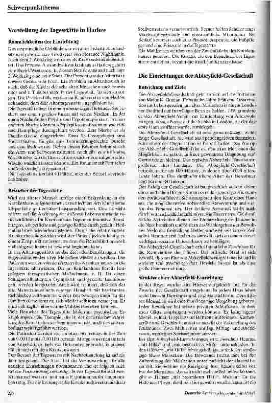 Vorschauseite 2: Offene Altenarbeit in Großbritanien Die Tagesstätte Harlow und Einrichtungen der Abbeyfield-Gesellschaft