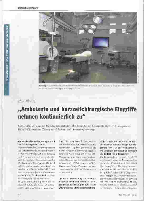 Vorschauseite 1: „Ambulante und kurzzeitchirurgische Eingriffe nehmen kontinuierlich zu“