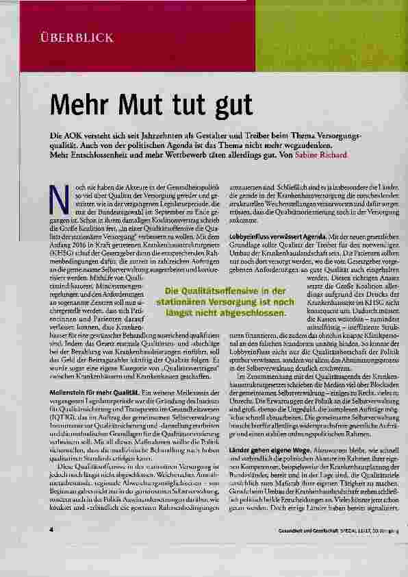 Vorschauseite 1: Mehr Mut tut gut