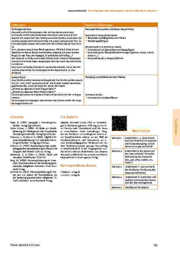 Vorschauseite 4: Vorschlag einer Unterrichtssequenz mit dem Bilderbuch „Irgendwo“ – Ideensammlung von Sprachspielen im Kontext der Bilderbuchgeschichte