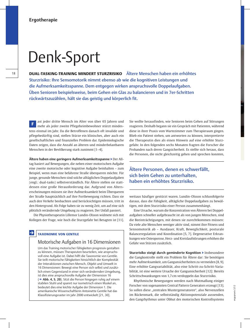 Vorschauseite 1: Dual-Tasking-Training Mindert Sturzrisiko ? Denk-Sport