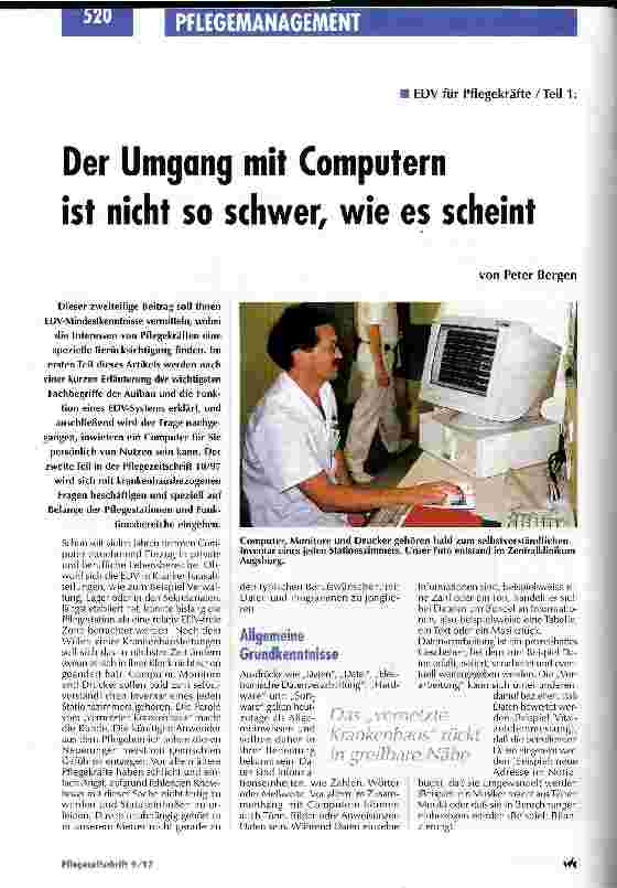 Vorschauseite 1: EDV für Pflegekräfte / Teil 1: Der Umgang mit Computern ist nicht so schwer, wie es scheint