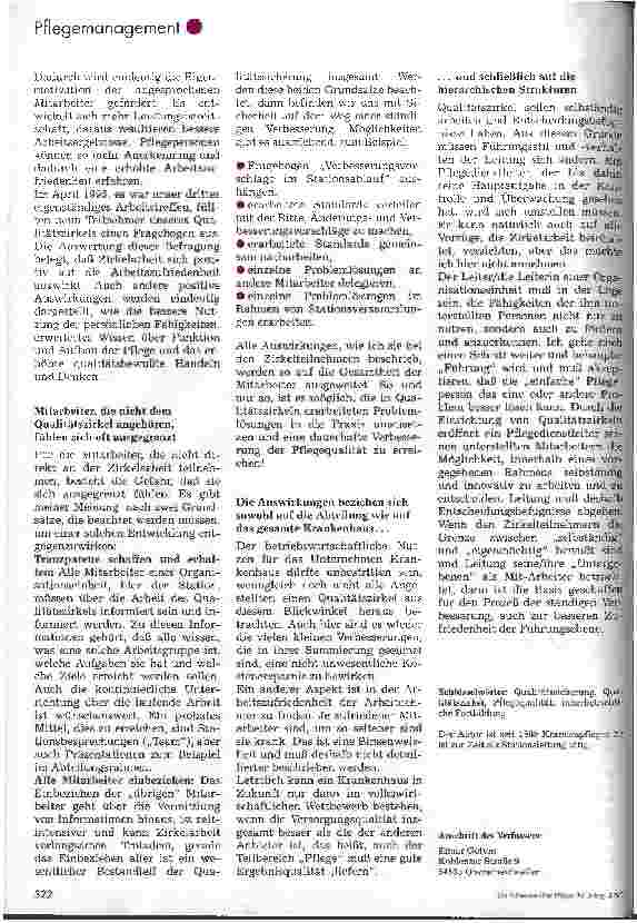 Vorschauseite 5: Die Ziele sind Wirtschaftlichkeit und Zufriedenheit - Aufbau eines Qualitätszirkels Krankenpflege in der Rheinischen Landesklinik Bonn -