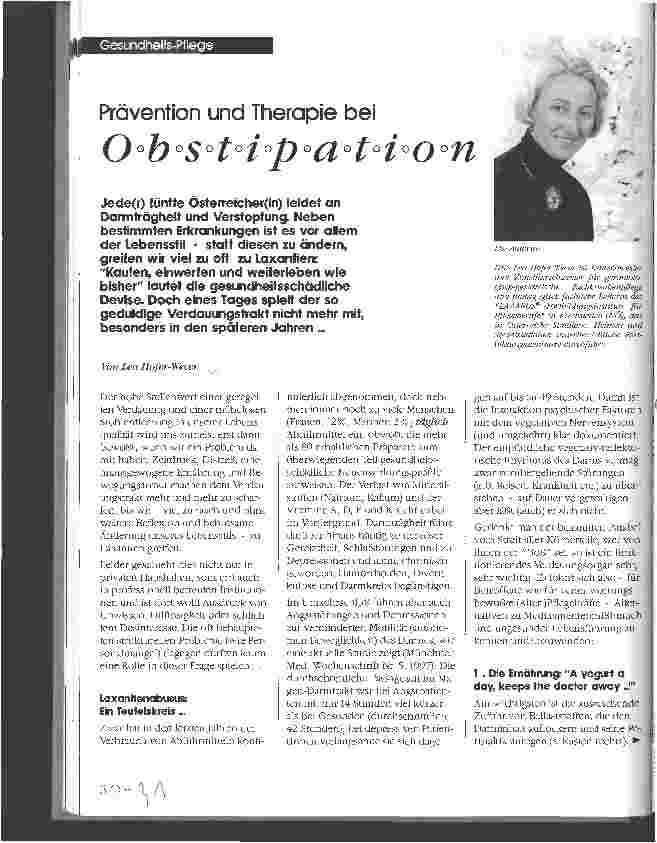 Vorschauseite 1: Prävention und Therapie bei Obstipation