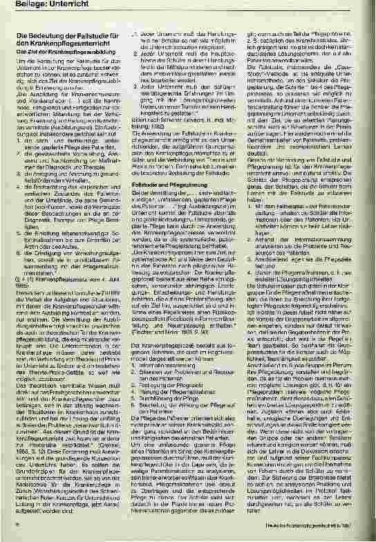 Vorschauseite 5: Die Anwendung der Fallstudie im Krankenpflegeunterricht