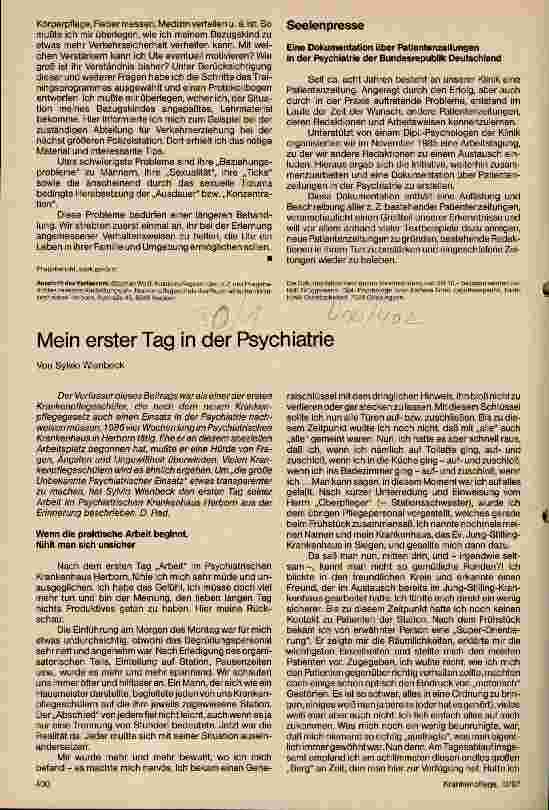 Vorschauseite 1: Mein erster Tag in der Psychiatrie