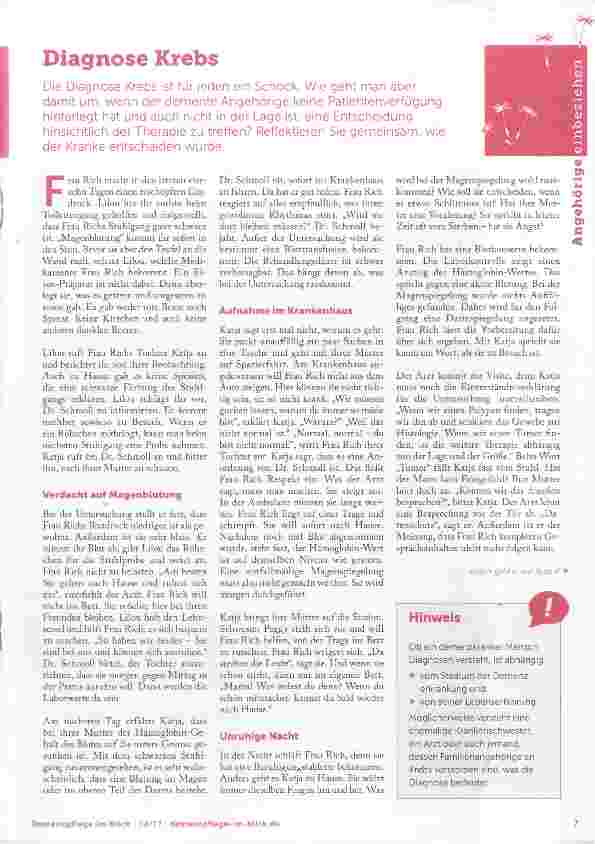 Vorschauseite 1: Diagnose Krebs