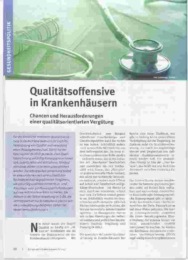 Vorschauseite 1: Qualitätsoffensive in Krankenhäusern