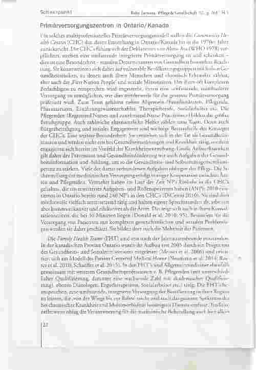 Vorschauseite 5: Advanced Nursing Practice Erweiterte Roiien und Aufgaben der Pfiege in der Primarversorgung in Ontario/Kanada