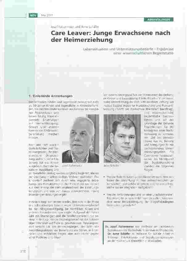 Vorschauseite 1: Care Leaver: Junge Erwachsene nach der Heimerziehung