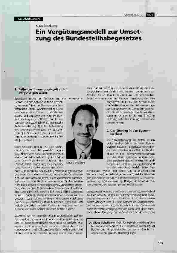 Vorschauseite 1: Ein Vergütungsmodell zur Umsetzung des Bundesteilhabegesetzes