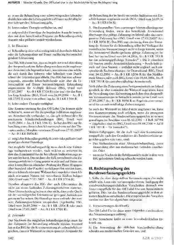 Vorschauseite 2: Der Off-Label-Use in der höchstrichterlichen Rechtsprechung