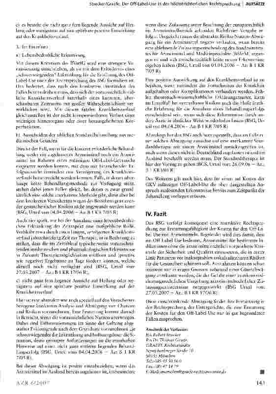 Vorschauseite 3: Der Off-Label-Use in der höchstrichterlichen Rechtsprechung