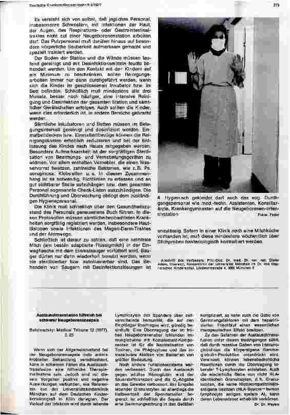 Vorschauseite 5: Hygienische Maßnahmen in der Neuund Frühgeborenenabteilung