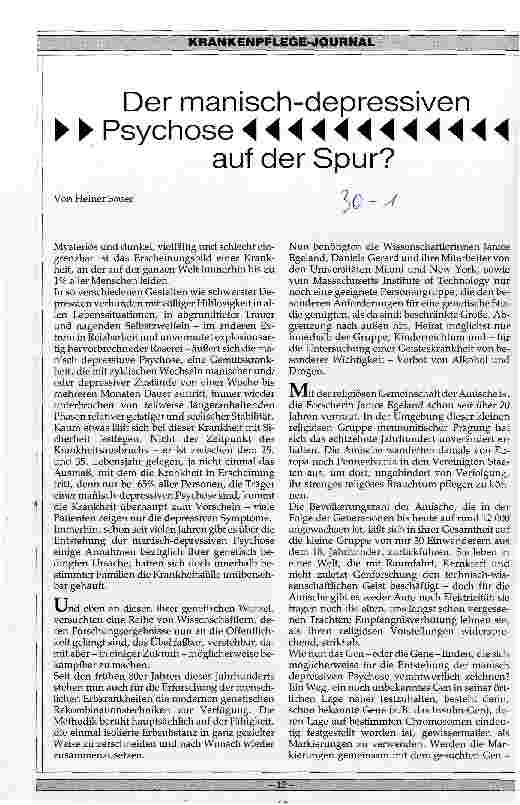 Vorschauseite 1: Der manisch-depressiven Psychose auf der Spur?