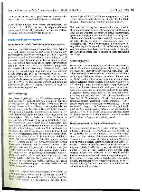 Vorschauseite 5: Zwangsmaßnahmen und Ethik. Entwurf eines ethischen Modells für die Pflege