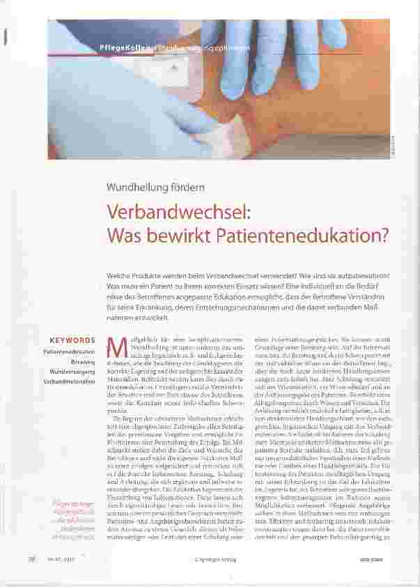 Vorschauseite 1: Wundheilung fördern Verbandwechsel: Was bewirkt Patientenedukation?