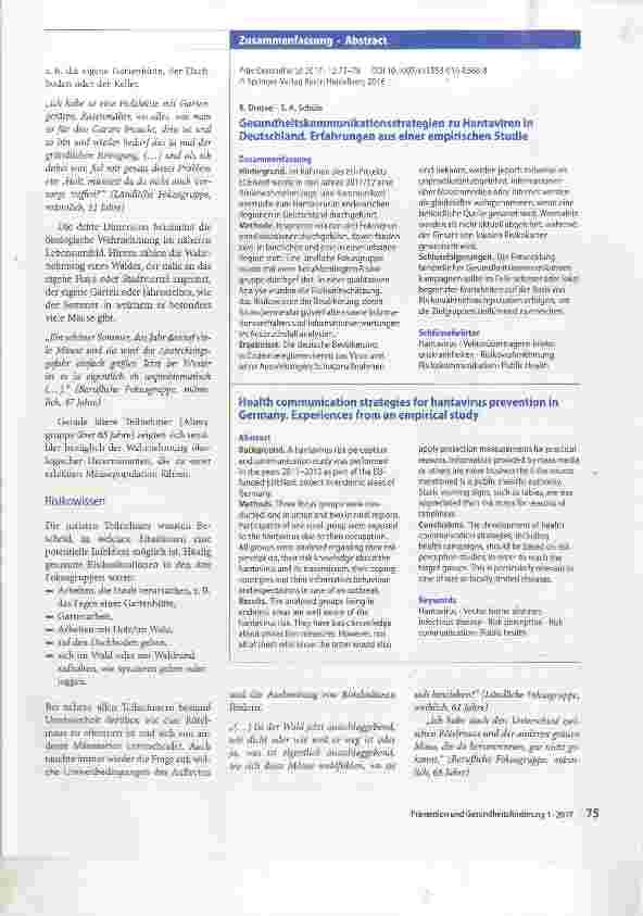 Vorschauseite 3: Gesundheitskommunikations-strategien zu Hantaviren in Deutschland