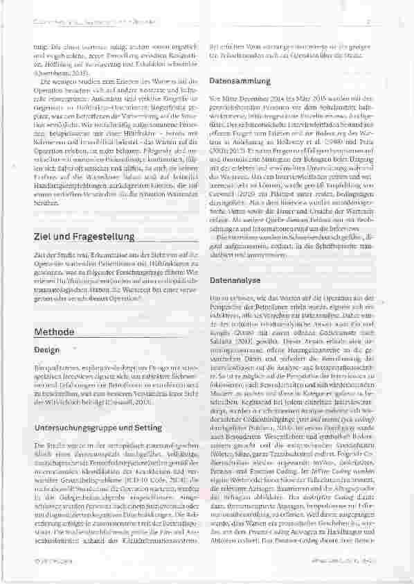 Vorschauseite 3: Wie Patient(inn)en mit einer Hüft oder Beckenfraktur das Warten auf die Operation erleben