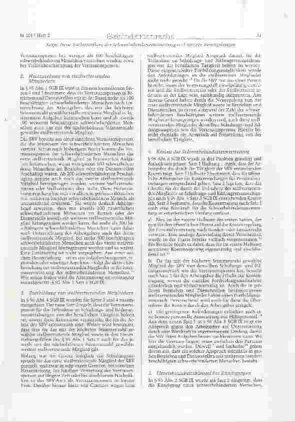Vorschauseite 2: Neue Rechtsstellung der Schwerbehindertenvertretung und weitere Neuregelungen im Schwerbehindertenrecht durch das BTHG