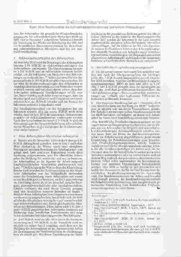 Vorschauseite 6: Neue Rechtsstellung der Schwerbehindertenvertretung und weitere Neuregelungen im Schwerbehindertenrecht durch das BTHG