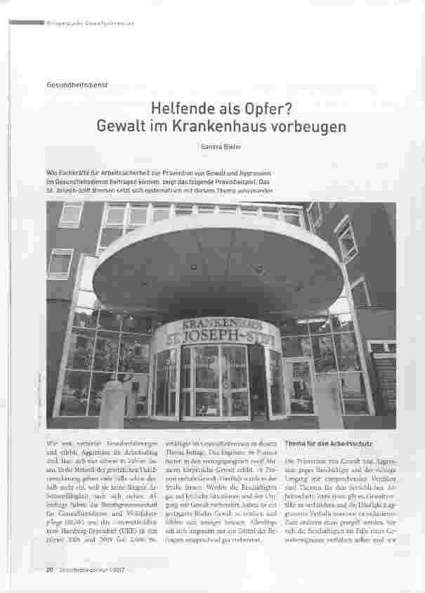 Vorschauseite 1: Helfende als Opfer? Gewalt im Krankenhaus verbeugen