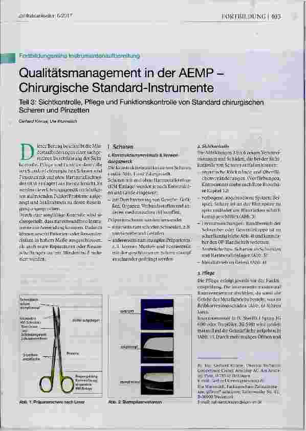 Vorschauseite 1: Qualitätsmanagement in der AEMP Chirurgische Standard-Instrumente