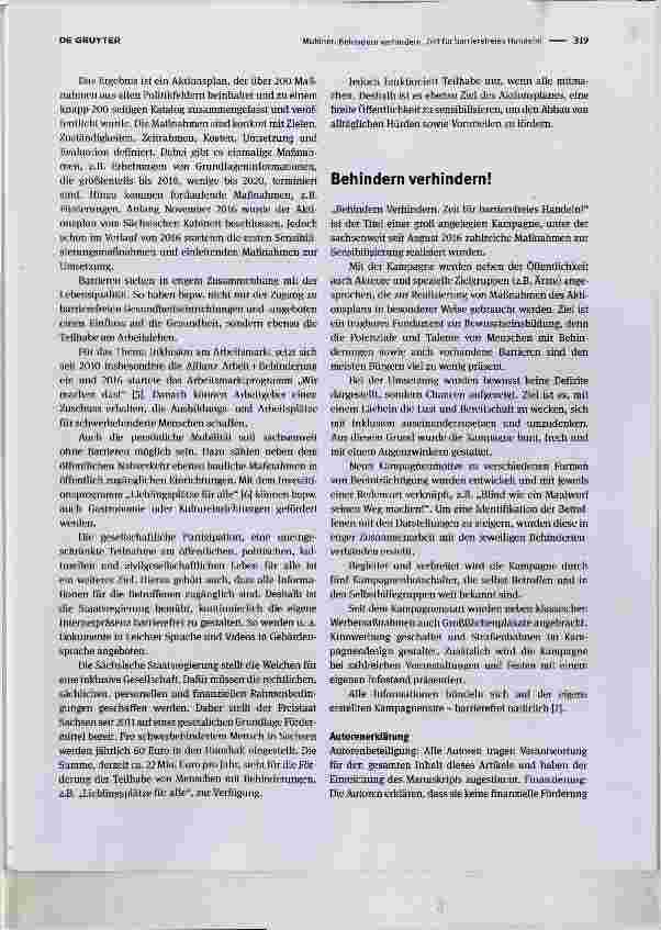 Vorschauseite 2: Behindern verhindern. Zeit für barrierefreies Handeln!