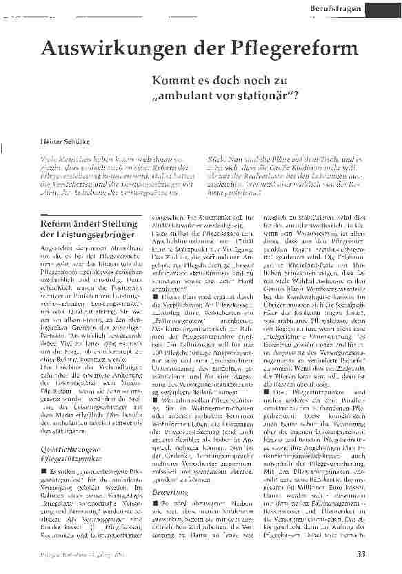 Vorschauseite 1: Auswirkungen der Pflegereform