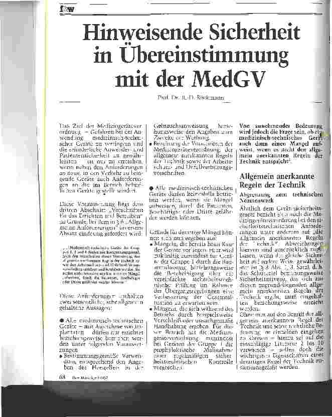 Vorschauseite 1: Hinweisende Sicherheit in Übereinstimmung mit der MedGV