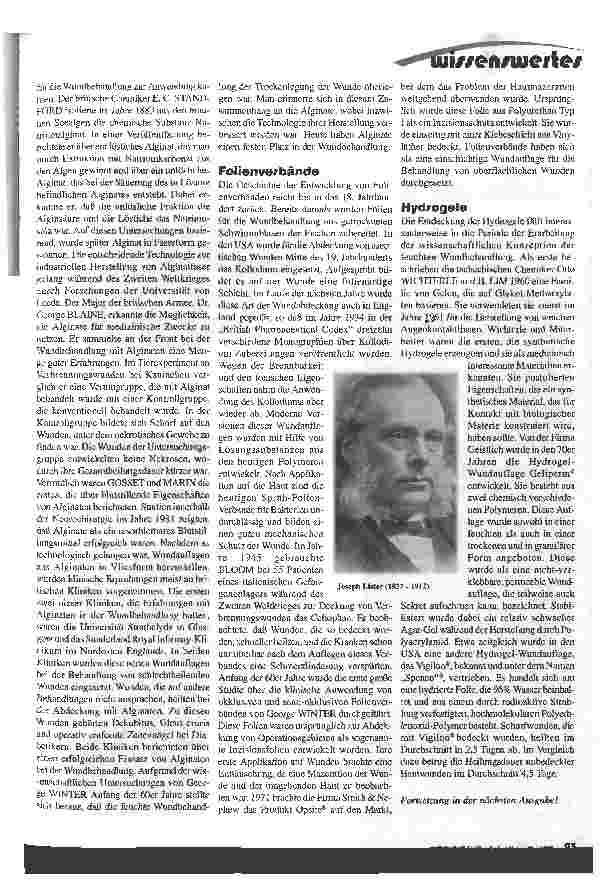 Vorschauseite 2: Der geschichtliche Umriss der Entwicklung von Wundauflagen - Teil II