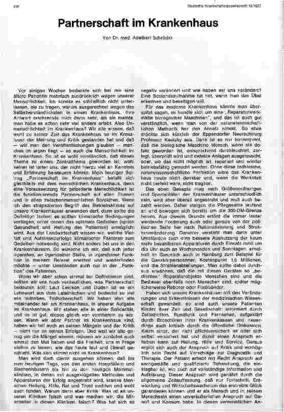 Vorschauseite 1: Partnerschaft im Krankenhaus