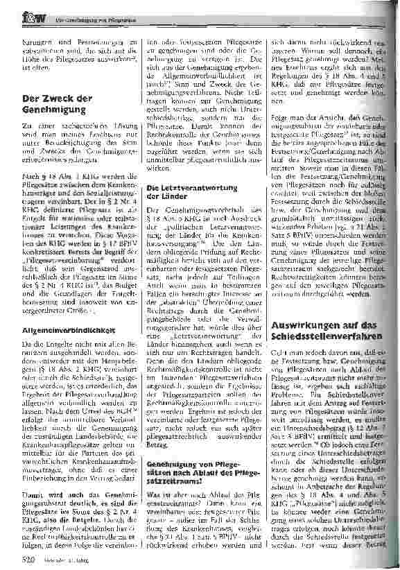 Vorschauseite 3: Die Genehmigung von Pflegesätzen oder der Gegenstand der Genehmigung nach § 18 KHG, § 20 BPflV