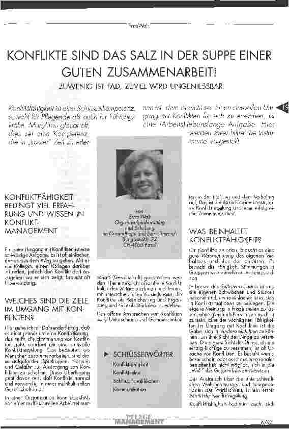 Vorschauseite 1: Konflikte sind das Salz in der Suppe einer guten Zusammenarbeit! Zuwenig ist fad, zuviel wird ungenießbar