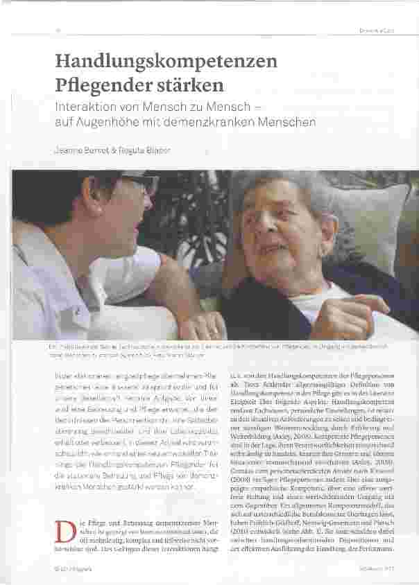 Vorschauseite 1: Handlungskompetenzen Pflegender stärken Interaktion von Mensch zu Menschauf Augenhöhe mit demenzkranken Menschen