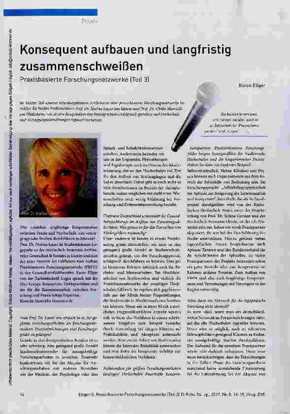 Vorschauseite 1: Konsequent aufbauen und langfristig zusammenschweißen Praxisbasierte Forschungsnetzwerke (Teil 3)