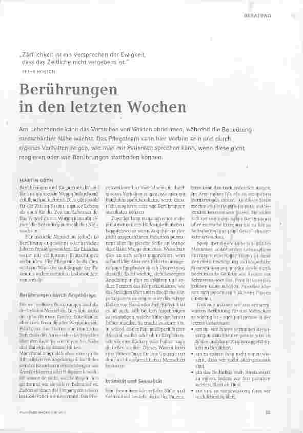 Vorschauseite 1: Berührungen in den letzten Wochen