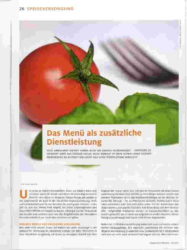 Vorschauseite 1: Das Menü als zusätzliche Dienstleistung
